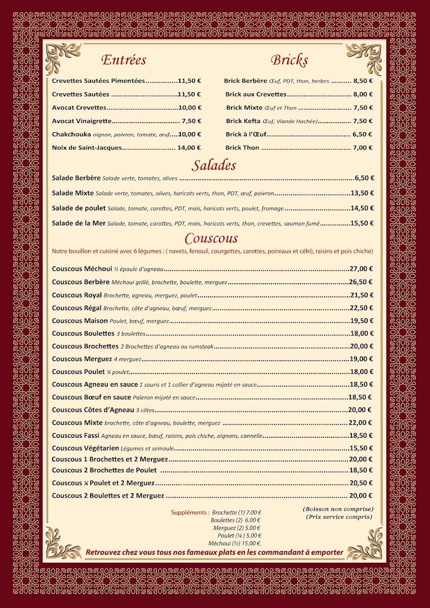 Menu Le Berbère-1